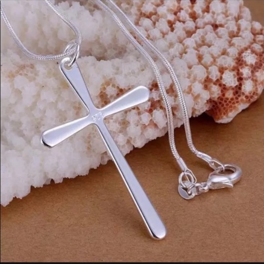 925 Silver Cross Pendant Necklace